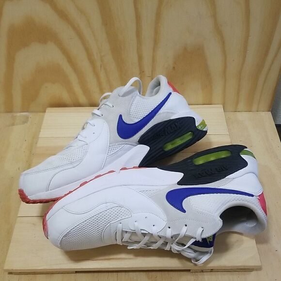 NIKE AIR MAX EXCEE MEN'S SHOES 2019 WHITE BLUE BRIGHT CACTUS SZ- 9 1/2 - Picture 3 of 9